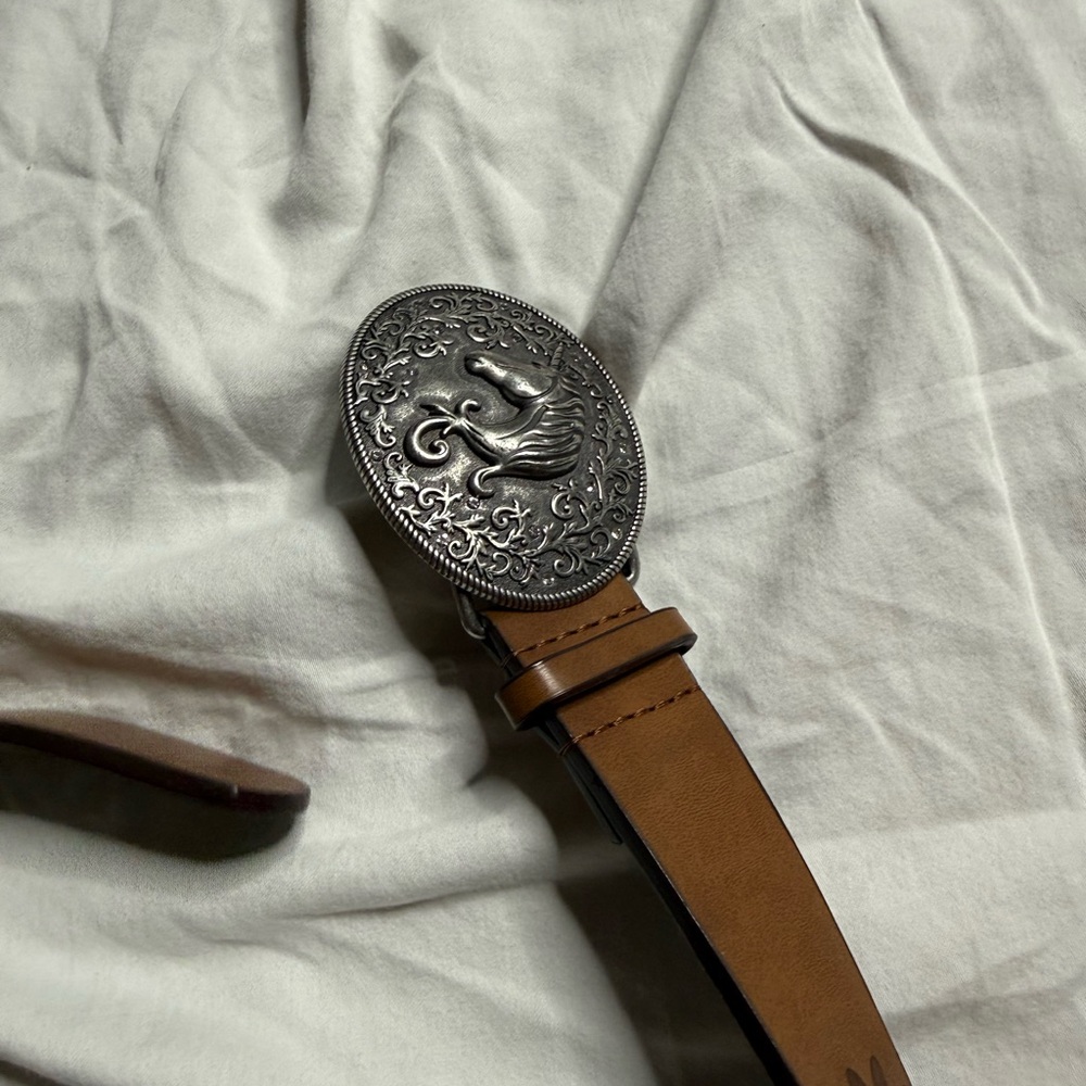 Brown Leather kids belt with Silver Accents